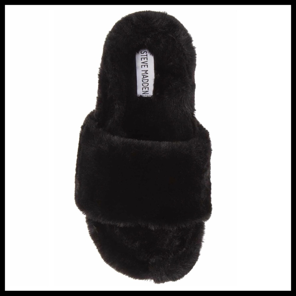 STEVE MADDEN FURRY SLIDES PLATFORM SANDALS - Picture 4 of 8